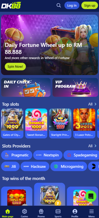 Laman utama mudah alih Dashking88 dengan pintasan ke sportsbook, kasino, promo dan kawalan akaun