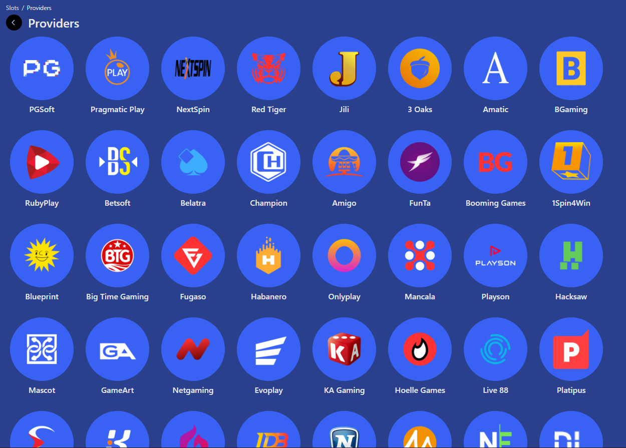 Direktori pembekal permainan untuk kasino DK88 dengan penapis studio dan penyemakan imbas berasaskan pembekal